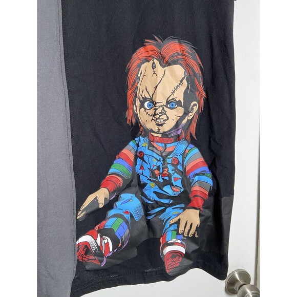 CHUCKY CHILDS PLAY Shirt Adult XL Embroidered Letters Half Gray/BLK Print Horror - Picture 4 of 4